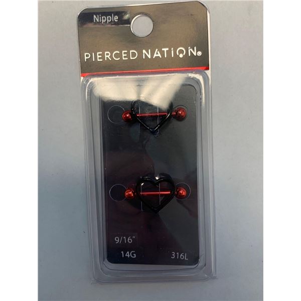 Pierced Nation 14G 9/16" Heart nipple rings