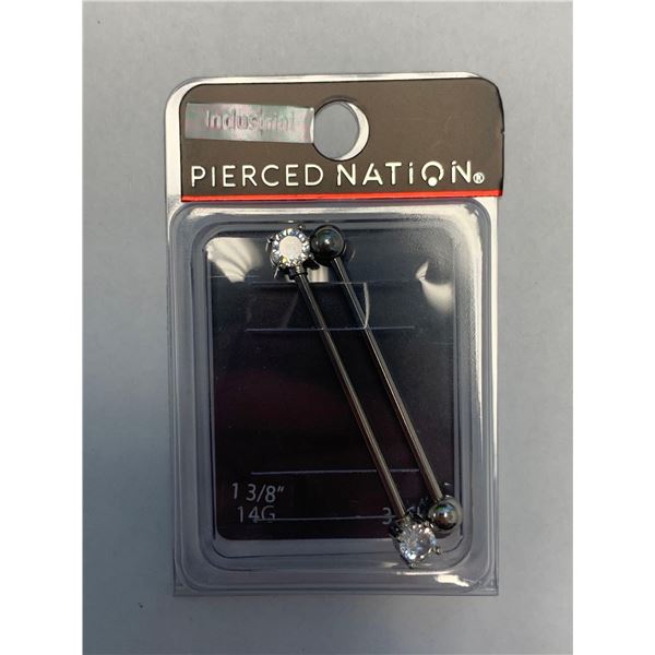 Pierced Nation CZ silver 14g 2 pk