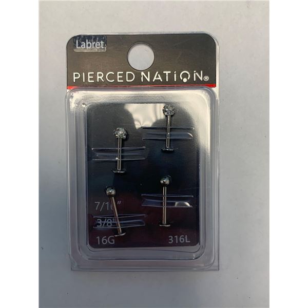 Pierced Nation CZ 2 pk silver 16g