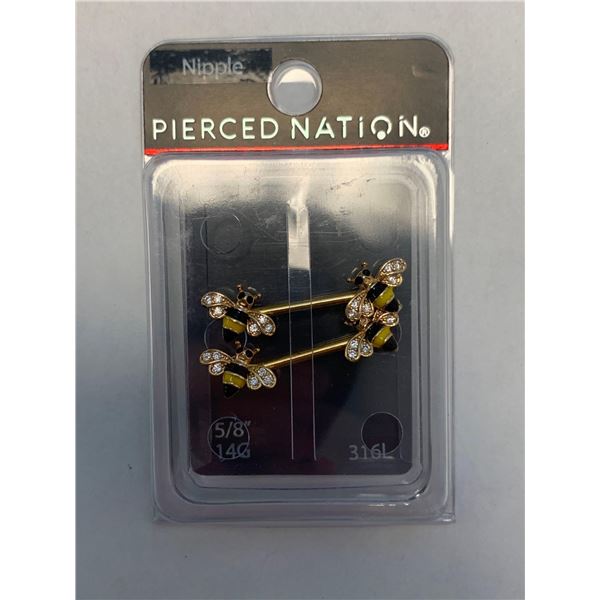 Pierced Nation Bumble Bee 5/8 inch silver 14g