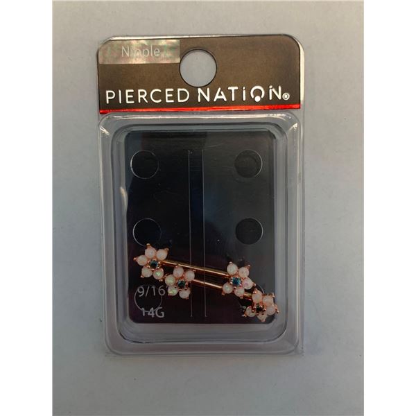 Pierced Nation Gem Solitaires 9/16 inch silver 14g