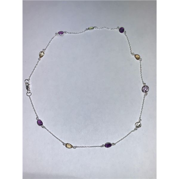 Silver Genuine Gemstones Custom Crafted Necklace Suggested Retail Value $150