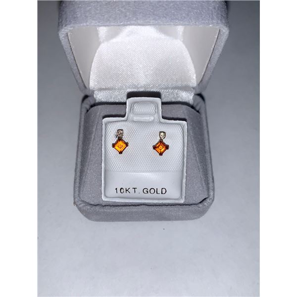 10K Citrine Diamond Earrings Suggested Retail Value $200