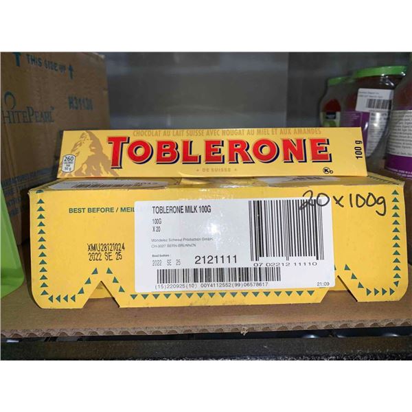 CASE LOT Toblerone Milk Chocolate Bars 20 x 100g