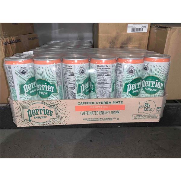 CASE LOT Perrier Caffeine & Yerba Mate Grapefruit Caffeinated Energy Drink 24 x 330ml