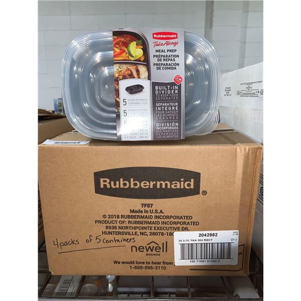 CASE LOT Rubbermaid Meal Prep Take Alongs 5 containers x's 4packs