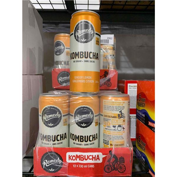 CASE LOT Remedy Kombucha No Sugar Ginger Lemon 12x330ml