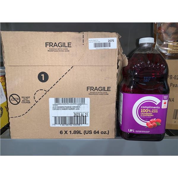 CASE LOT Compliments Cranberry & Raspberry Juice Blend 6x1.89L
