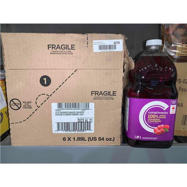 CASE LOT Compliments Cranberry & Raspberry Juice Blend 6x1.89L