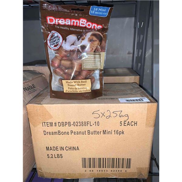 CASE LOT Dream Bone Peanut Butter Mini Dog Treat 5 x 256g