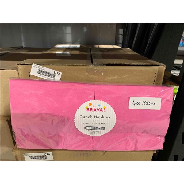 CASE LOT - Brava Lunch Napkins - Bright Pink 6x100pc