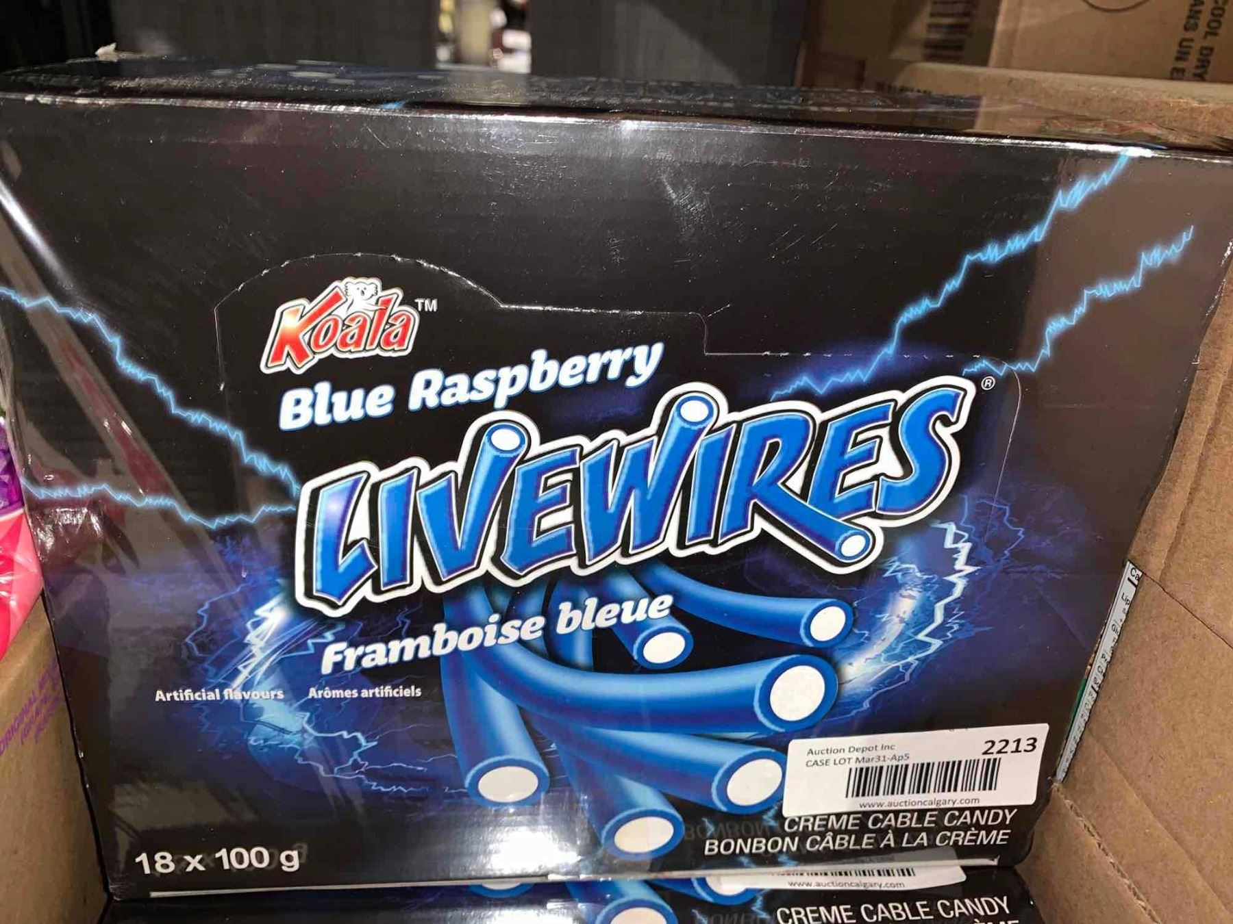 CASE LOT - Koala Blue Raspberry Livewires Candies 18x100g