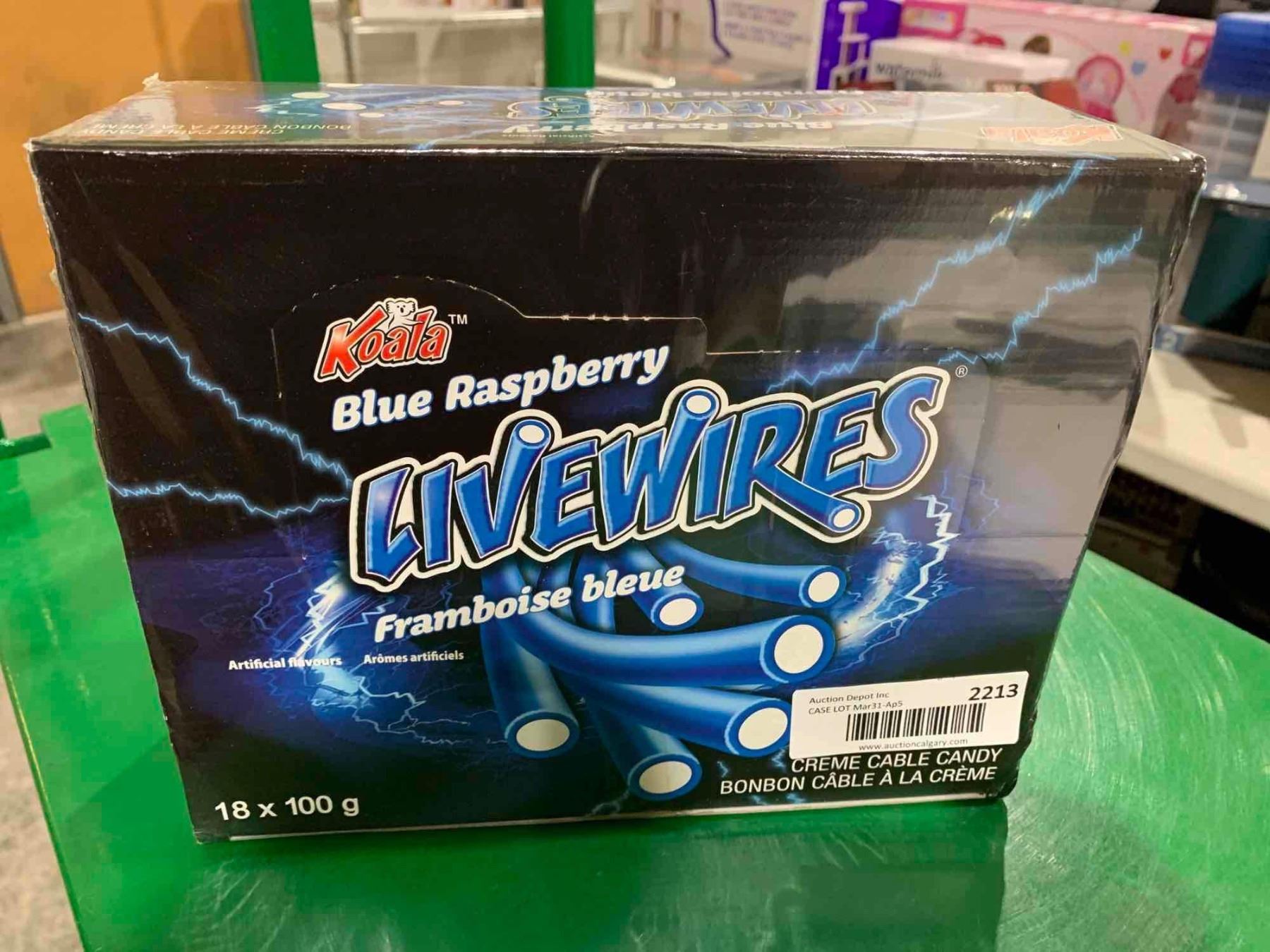 Koala Raspberry CASE LOT - Koala Blue Raspberry Livewires Candies 18x100g