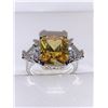 Image 1 : Ladies Amber Topaz 2.4 Carat Solitaire .925 Silver Dress Ring NEW size 7 with trillium Side Stones