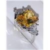 Image 2 : Ladies Amber Topaz 2.4 Carat Solitaire .925 Silver Dress Ring NEW size 7 with trillium Side Stones