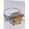 Image 4 : Ladies Amber Topaz 2.4 Carat Solitaire .925 Silver Dress Ring NEW size 7 with trillium Side Stones