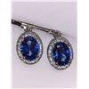 Image 2 : Blue Sapphire Oval Cut Solitaires Cluster .925 Silver Earring Set