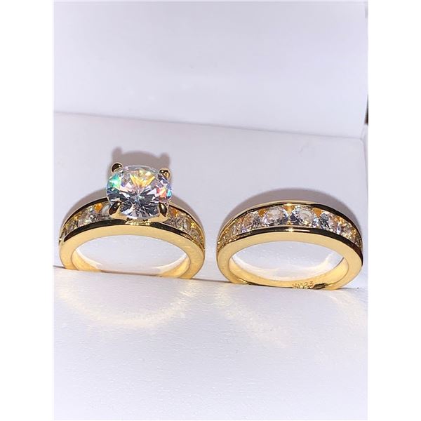 Stunning Ladies Wedding/Engagement Ring Set with Brilliant cut 1.0 Carat Solitaire Bezel Stone Engag