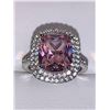 Image 1 : Ladies Pink Cushion Cut 1.5 Carat Topaz Solitaire .925 Silver Dress Ring