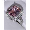 Image 2 : Ladies Pink Cushion Cut 1.5 Carat Topaz Solitaire .925 Silver Dress Ring