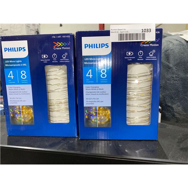 Phillips LED Micro Lights 4 Sets of 8 Function Color Changing Warm White or Multicolor 50 LED's Per 