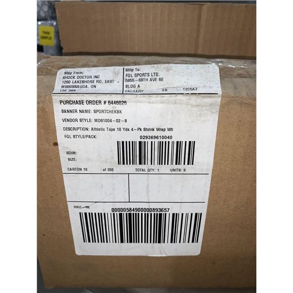 McDavid Athletic Tape 4 Roll Pack 1 1/2" x 10 Yards x's 8 Packages