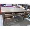Image 3 : Solid Wood Office Desk With Plug Outlet, 5 drawer 60"Lx28"Dx30"T