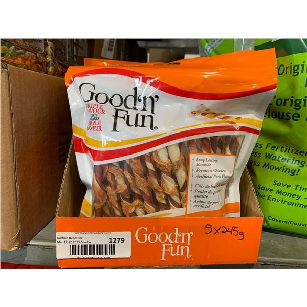 Good n' Fun Triple Flavor Twists Dog Treats - 5x245g