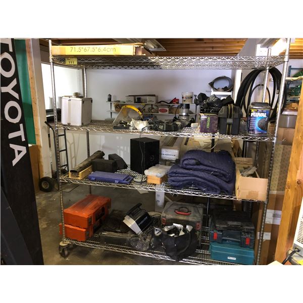 STAINLESS STEEL METRO RACK 4 TIER STORAGE SHELF WITH CONTENTS OF ...