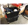 Image 1 : 2 BLACK & DECKER MOBILE TOOL STORAGE BINS WITH CONTENTS INCLUDING SLEDGE HAMMER AND CROW BAR