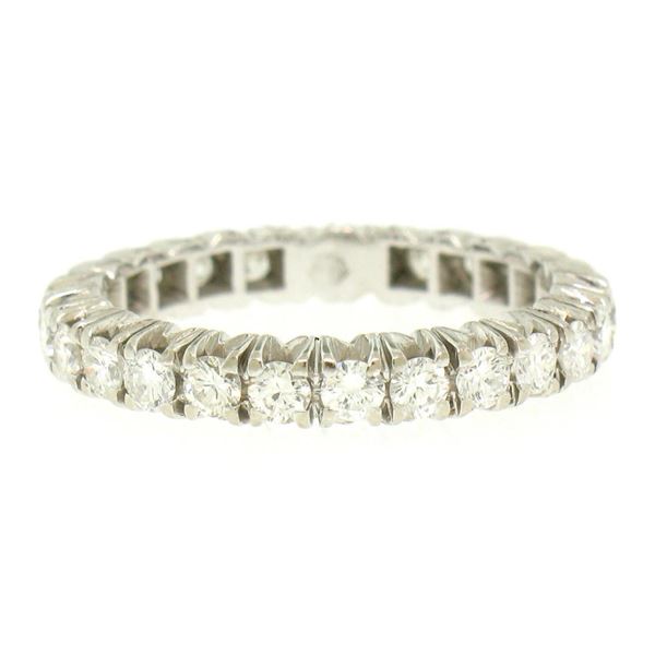 Solid Platinum 1.3 ctw F VS1 Round Brilliant Prong Set Diamond Eternity Band Rin