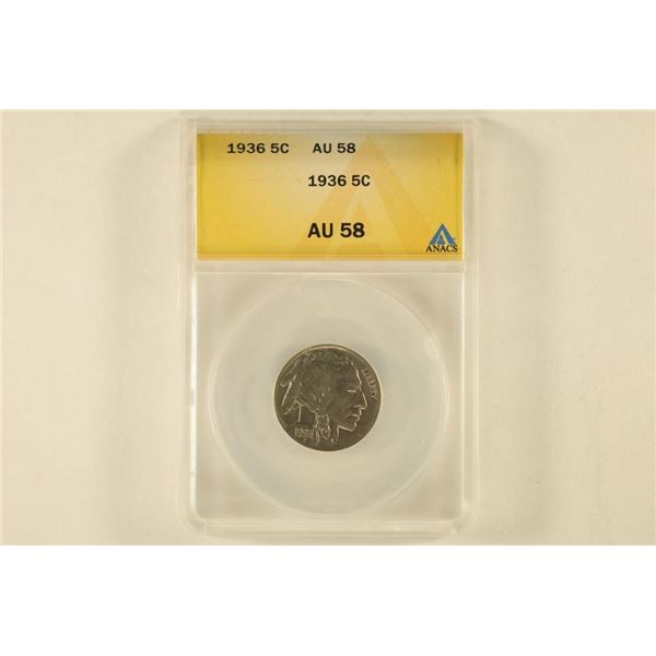 1936 BUFFALO NICKEL ANACS AU58