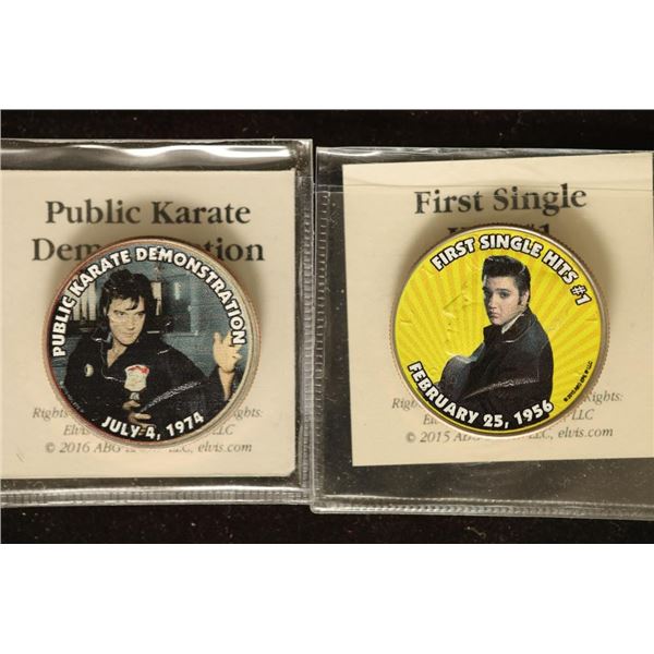 2 ELVIS PRESLEY COLORIZED COINS ON BU JFK HALF