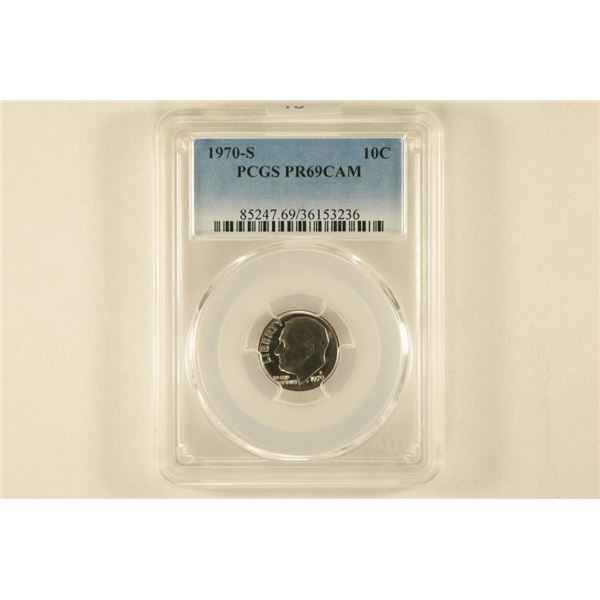1970-S ROOSEVELT DIME PCGS PR69 DCAM