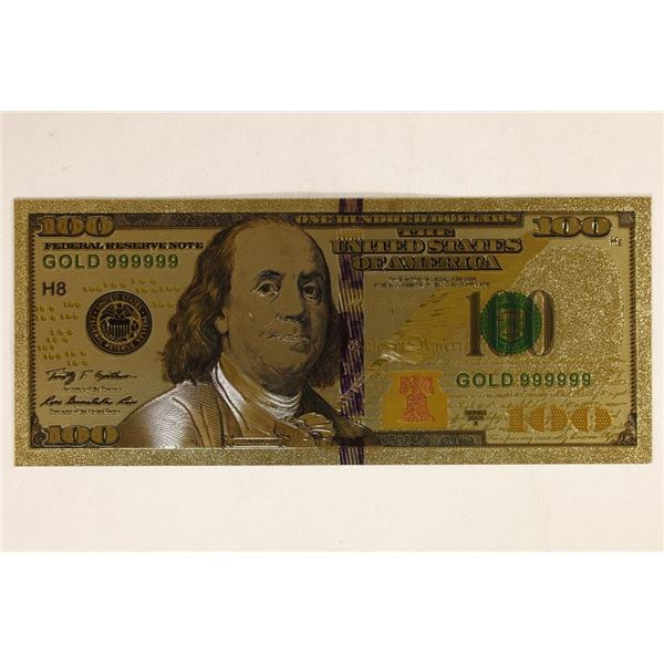 REPLICA 2009-A 24K GOLD FOIL $100 CU POLYMER BILL