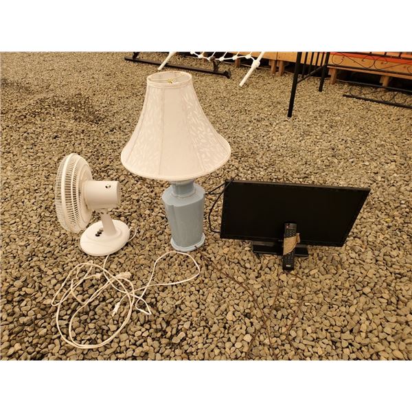 Fan, Table Lamp & 24  RCA TV