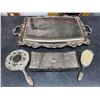 Image 2 : Vintage Silver Mirror, Brush, Tray & Heavy Silver Box