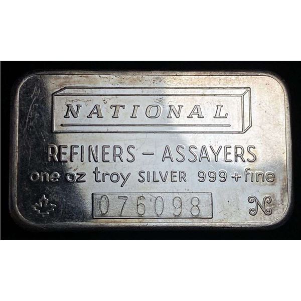 National Refiners Assayers 1 ozt .999 Silver Bar