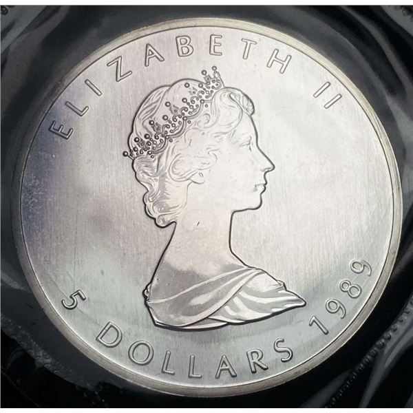 1989 Canada $5 Maple Leaf 1 ozt .9999 Silver