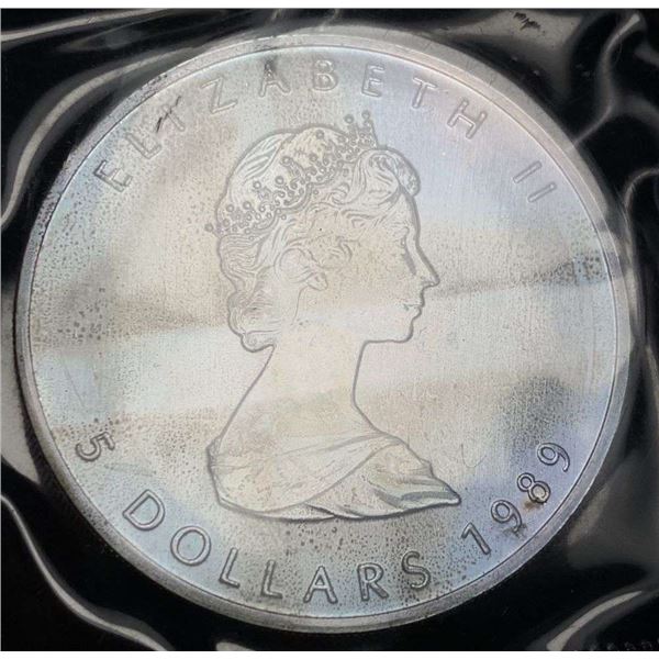 1989 Canada $5 Maple Leaf 1 ozt .9999 Silver
