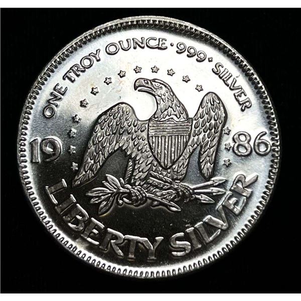 1986 A-Mark "Life Liberty Happiness" Proof 1 ozt .999 Silver