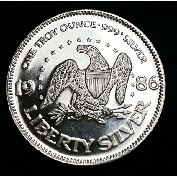 1986 A-Mark "Life Liberty Happiness" Proof 1 ozt .999 Silver