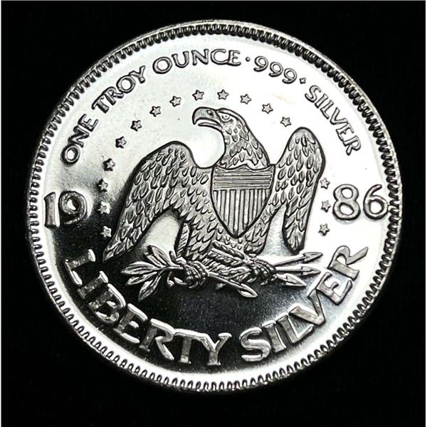 1986 A-Mark "Life Liberty Happiness" Proof 1 ozt .999 Silver