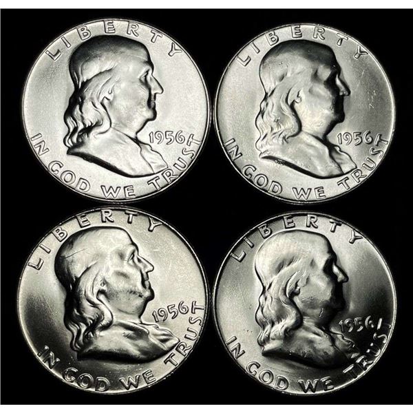 (4) 1956 Franklin Silver Half Dollars