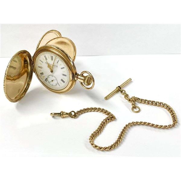 Vintage 14k Gold Elgin Pocket Watch With 1/20 12k Gold Filled Chain