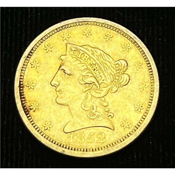 Rare 1852-O Gold $2.50 AU55 x Cohen