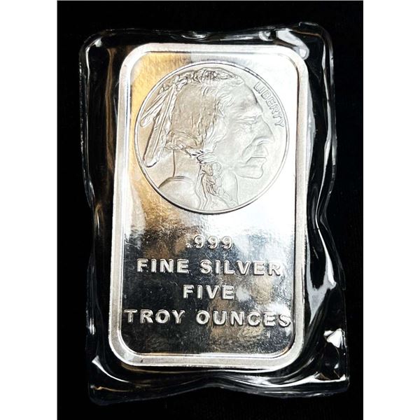 Indian Head / Buffalo 5 ozt .999 Silver Bar