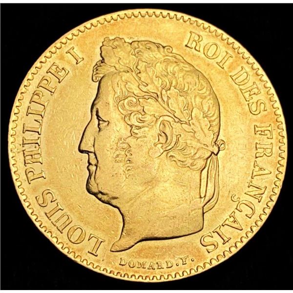 1831-A France 40 Francs 90% Gold .373 oz AGW