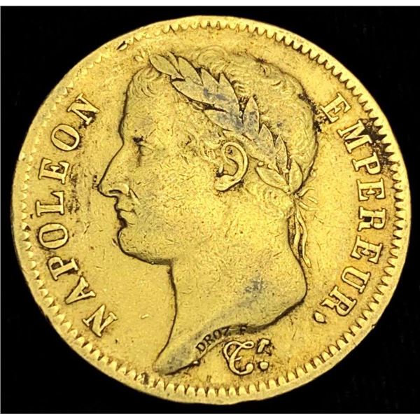 1812-A France 40 Francs 90% Gold .373 oz AGW