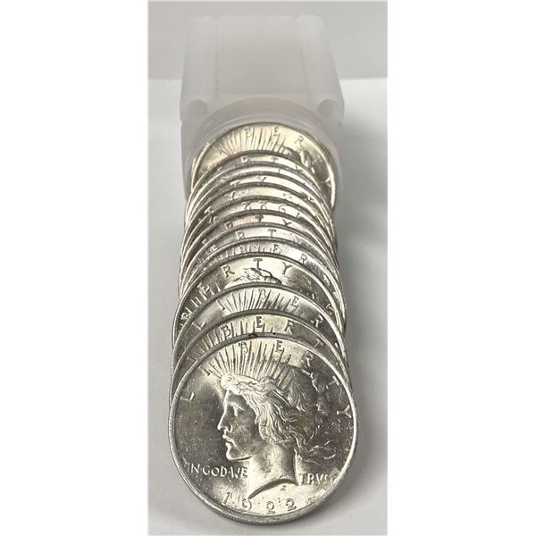 Roll (20-coins) 1922 Peace Silver Dollar BU